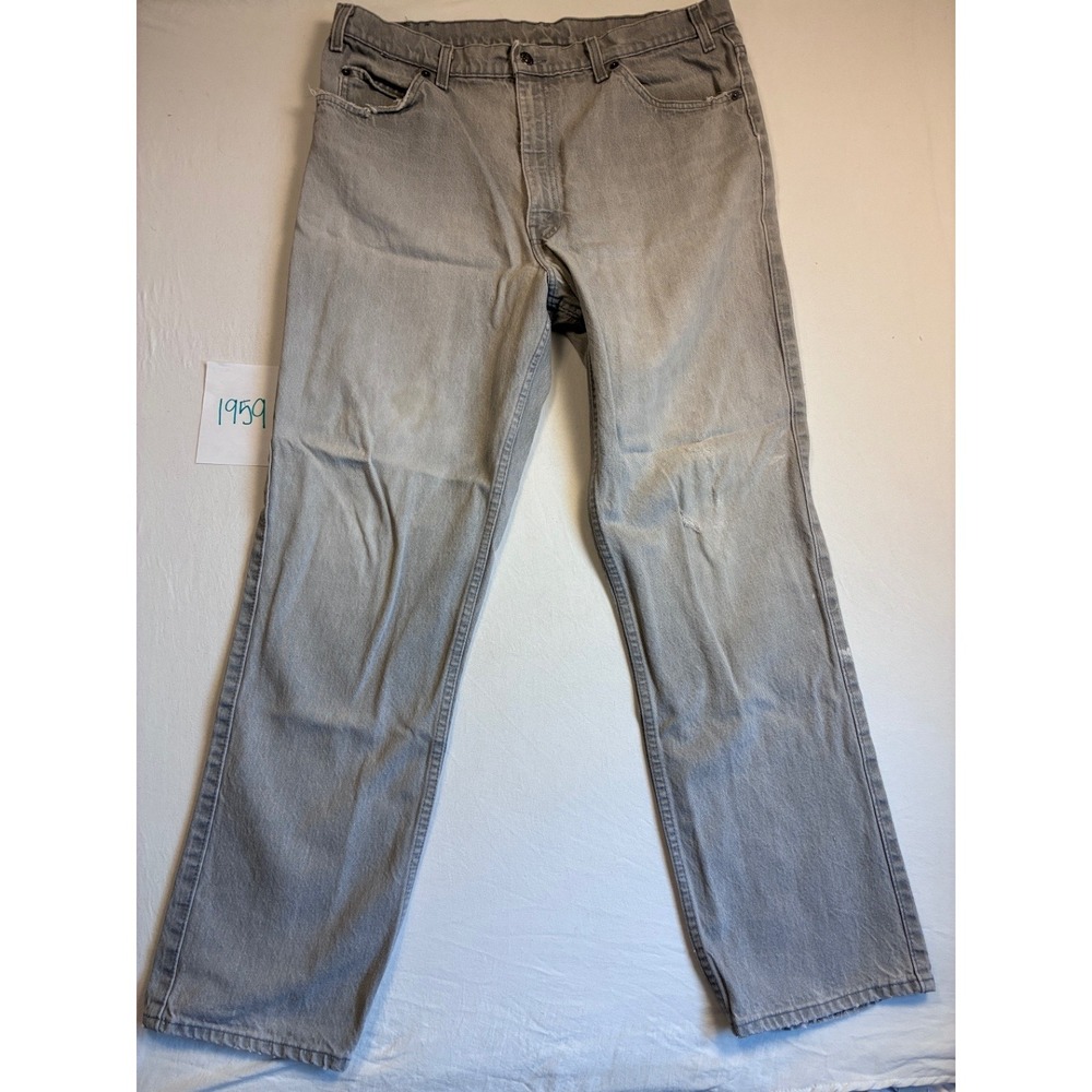 Vintage 1987 Levi's Men's Gray Denim Jeans 38x32 Straight Leather Pocket Tag